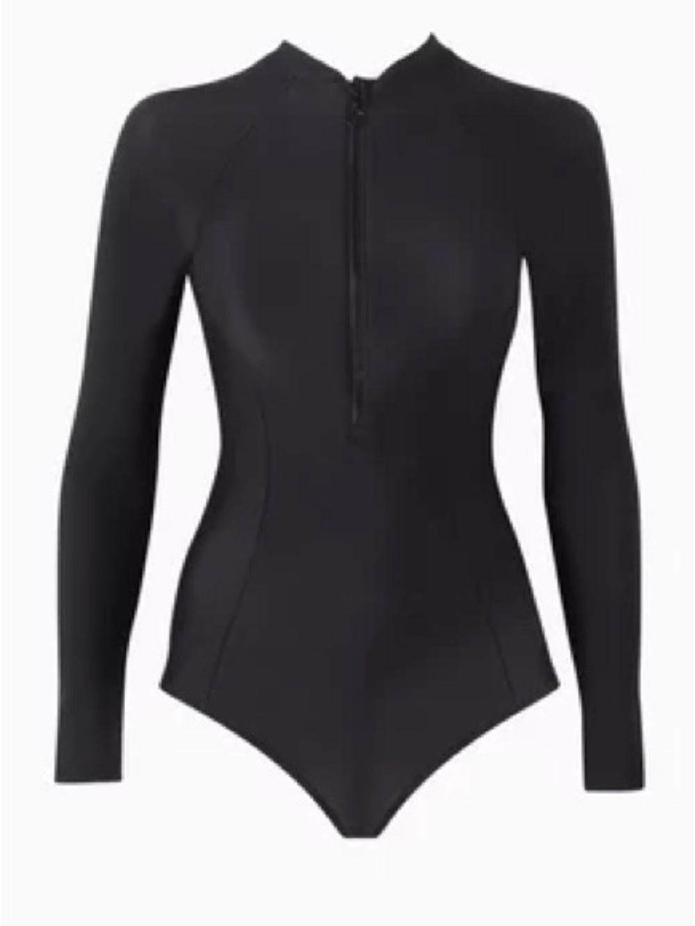 LYRA Black Long-Sleeve Zip Front Bathing suit